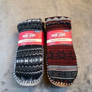Muk Luks Mens Slippers Socks L/XL Shoe size 11-13 Fair Isle Warm Cozy New